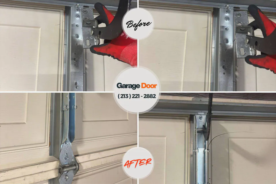 Before and after: garage door repair Garland West Milton